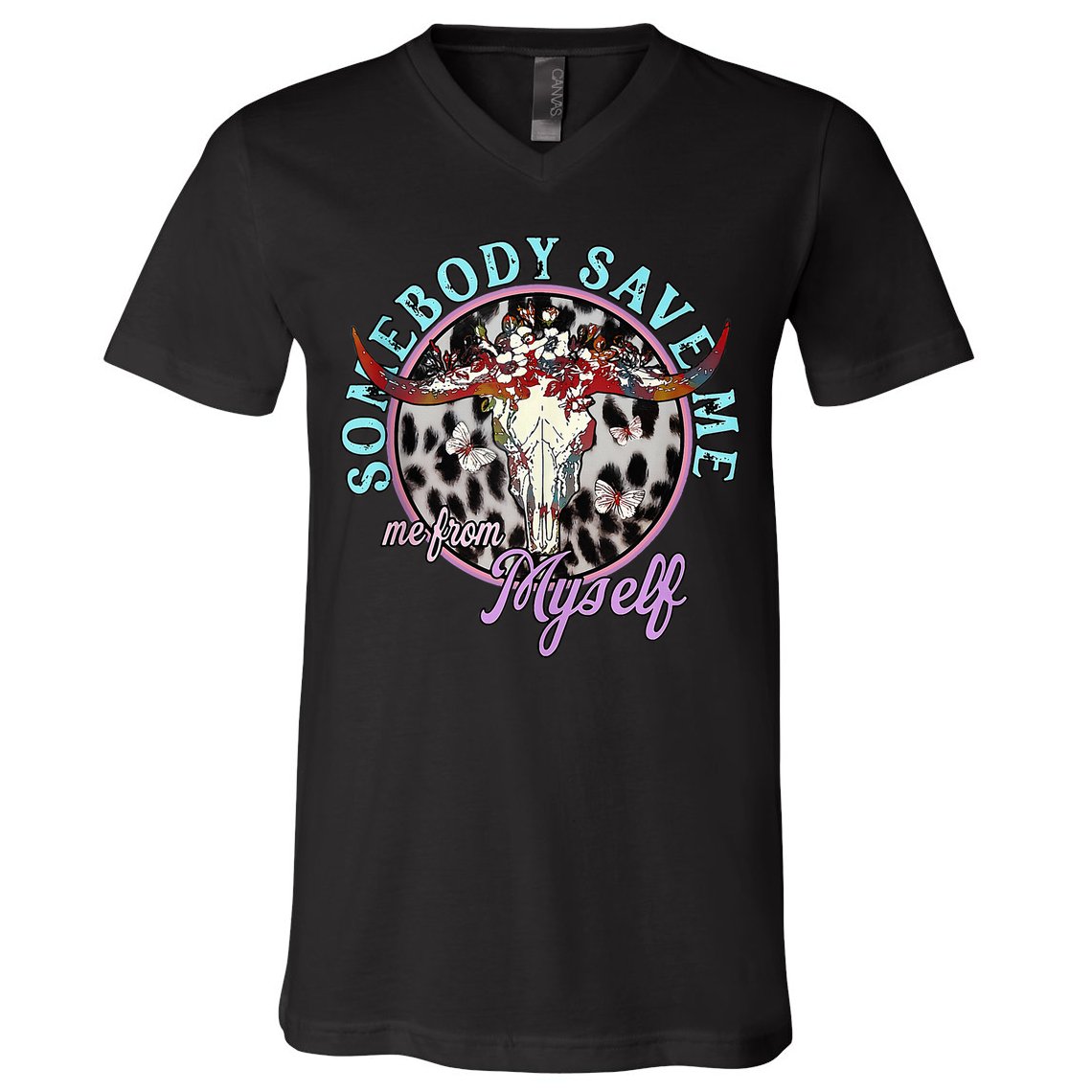 Somebody Save Me Country Music Retro Cow Tees V-Neck T-Shirt