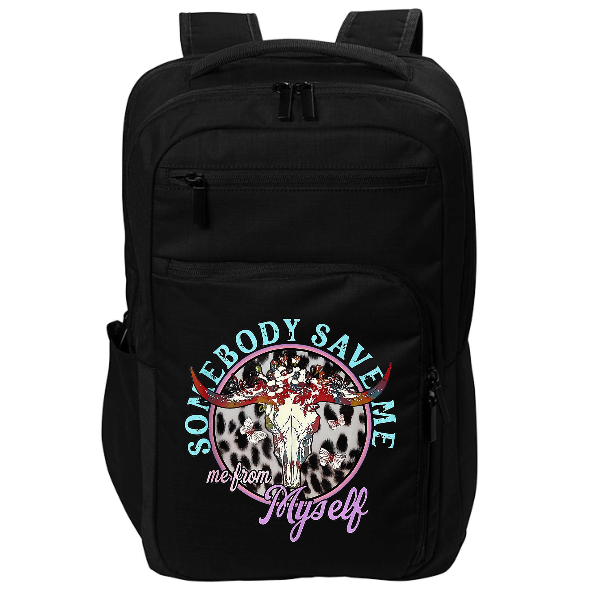 Somebody Save Me Country Music Retro Cow Tees Impact Tech Backpack