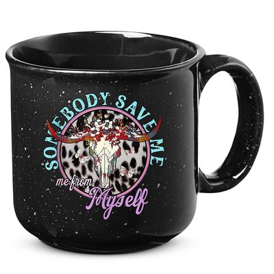 Somebody Save Me Country Music Retro Cow Tees 15oz Campfire Ceramic Mug