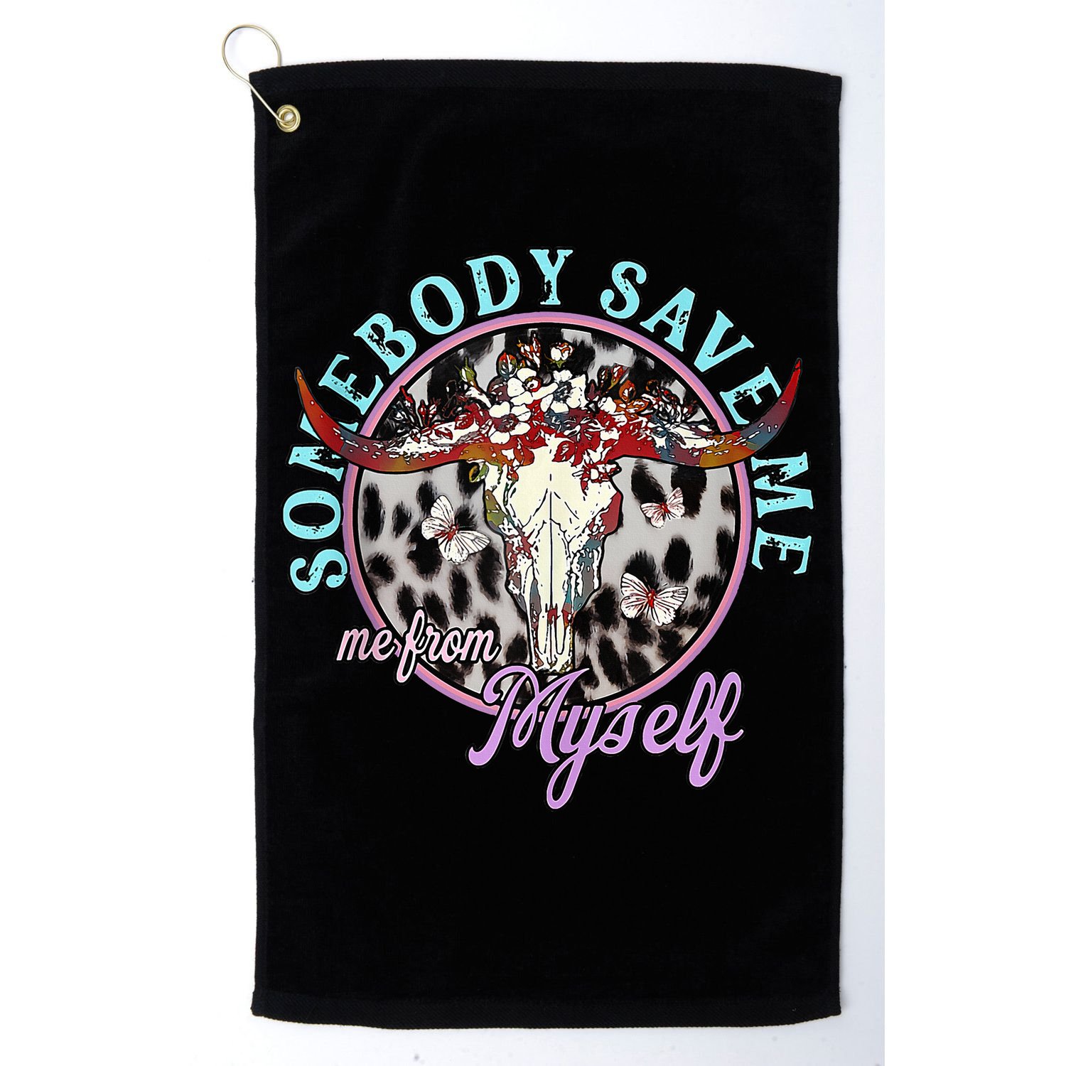 Somebody Save Me Country Music Retro Cow Tees Golf Towel