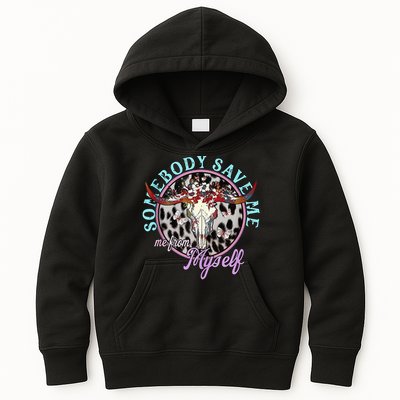 Somebody Save Me Country Music Retro Cow Tees Kids Hoodie