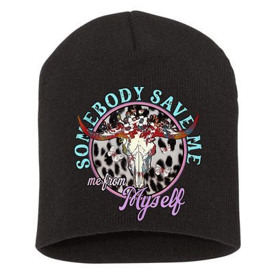 Somebody Save Me Country Music Retro Cow Tees Short Acrylic Beanie