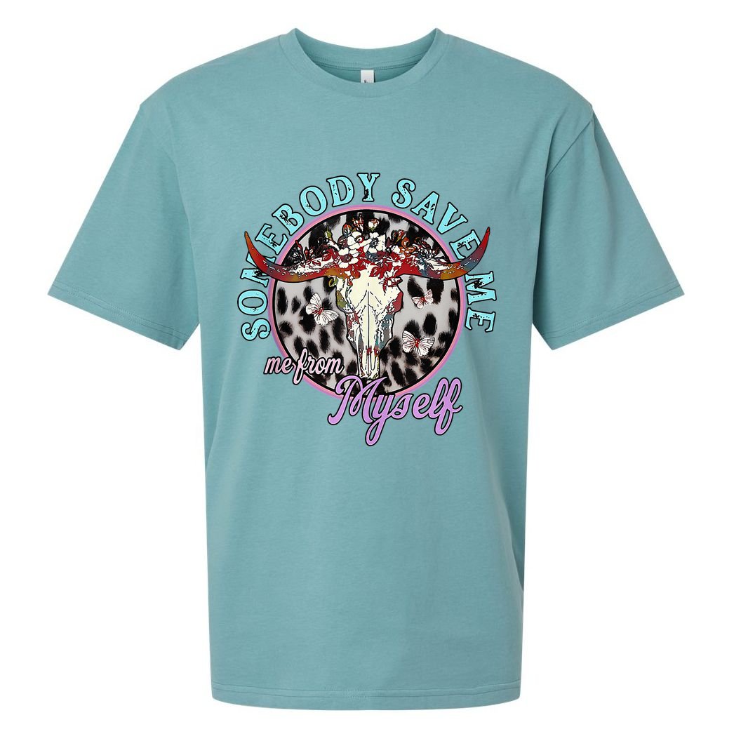 Somebody Save Me Country Music Retro Cow Tees Sueded Cloud Jersey T-Shirt