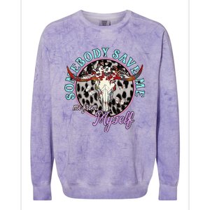 Somebody Save Me Me From Jellyrolls Colorblast Crewneck Sweatshirt