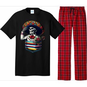 Serape Skeleton Mariachi Sombrero Hat Cinco De Mayo Pocket Pajama Set