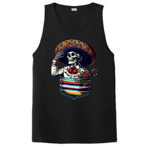 Serape Skeleton Mariachi Sombrero Hat Cinco De Mayo Pocket PosiCharge Competitor Tank