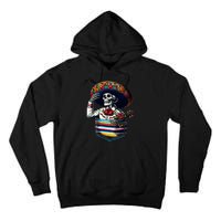 Serape Skeleton Mariachi Sombrero Hat Cinco De Mayo Pocket Tall Hoodie