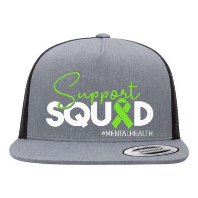 Support Squad Mental Health Awareness Green Ribbon Women Flat Bill Trucker Hat