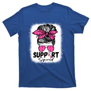 Support Squad Messy Bun Pink Breast Cancer Awareness Warrior Gift T-Shirt