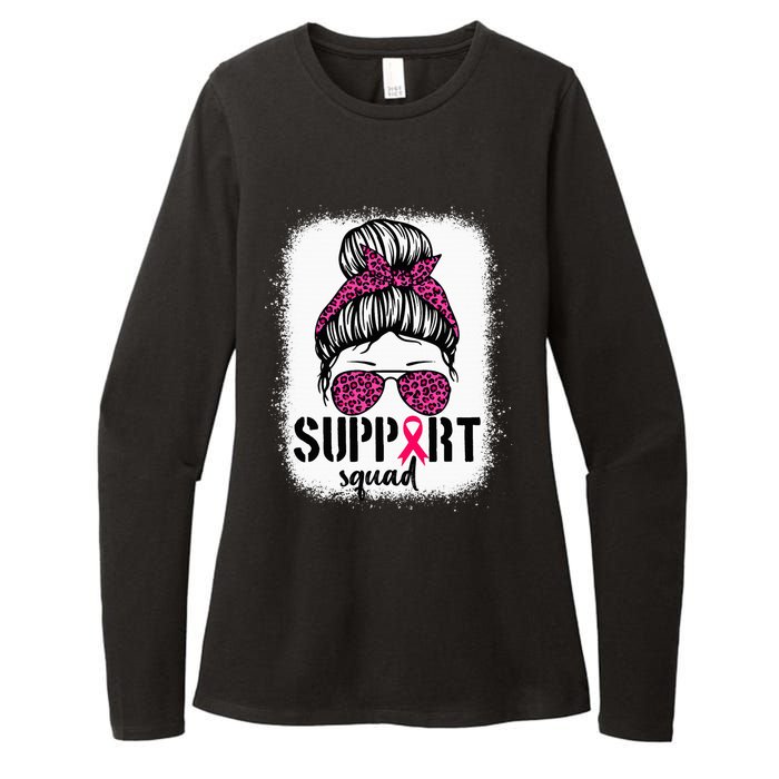 Support Squad Messy Bun Breast Cancer Awareness Womens CVC Long Sleeve Shirt