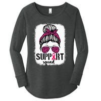 Support Squad Messy Bun Breast Cancer Awareness Women's Perfect Tri Tunic Long Sleeve Shirt