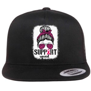 Support Squad Messy Bun Breast Cancer Awareness Flat Bill Trucker Hat