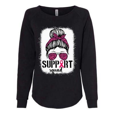 Support Squad Messy Bun Breast Cancer Awareness Womens California Wash Sweatshirt