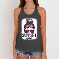 Support Squad Messy Bun Breast Cancer Awareness Women's Knotted Racerback Tank