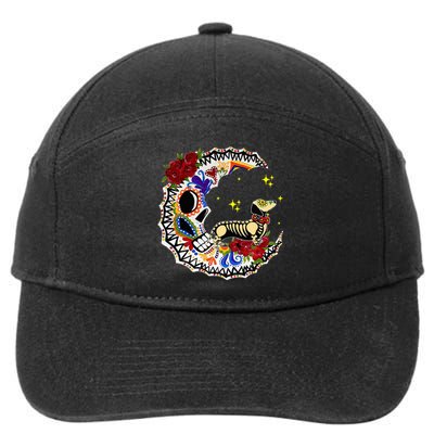 Sugar Skull Mexican Dachshund Bone Halloween Day Of Dead 7-Panel Snapback Hat