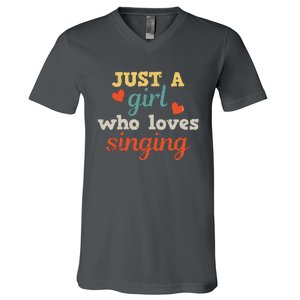 Singing Singer Music Musical Girl Retro Gift V-Neck T-Shirt