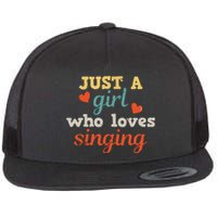 Singing Singer Music Musical Girl Retro Gift Flat Bill Trucker Hat