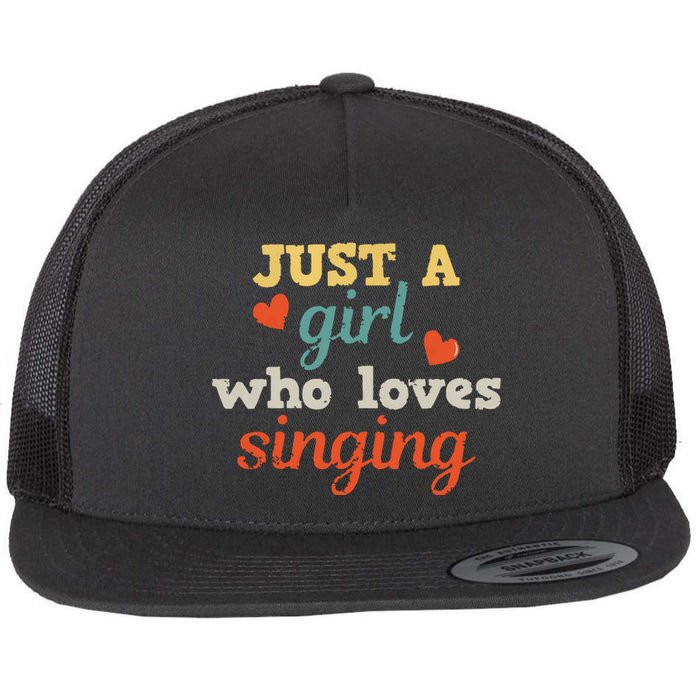 Singing Singer Music Musical Girl Retro Gift Flat Bill Trucker Hat