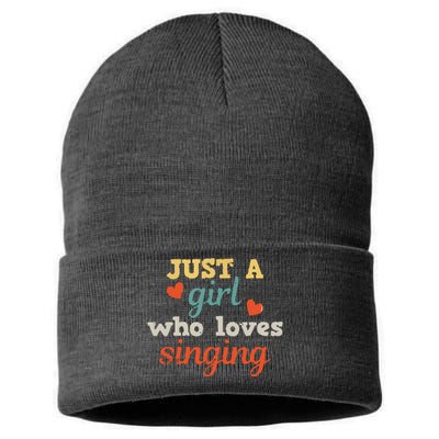 Singing Singer Music Musical Girl Retro Gift Sustainable Knit Beanie