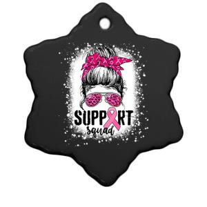 Support Squad Messy Bun Pink Warrior Breast Cancer Awareness Gift Ceramic Star Ornament