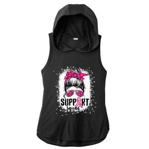 Support Squad Messy Bun Pink Warrior Breast Cancer Awareness Ladies PosiCharge Tri-Blend Wicking Draft Hoodie Tank