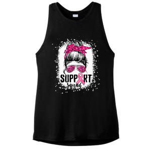 Support Squad Messy Bun Pink Warrior Breast Cancer Awareness Ladies PosiCharge Tri-Blend Wicking Tank