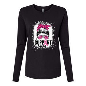 Support Squad Messy Bun Pink Warrior Breast Cancer Awareness Womens Cotton Relaxed Long Sleeve T-Shirt