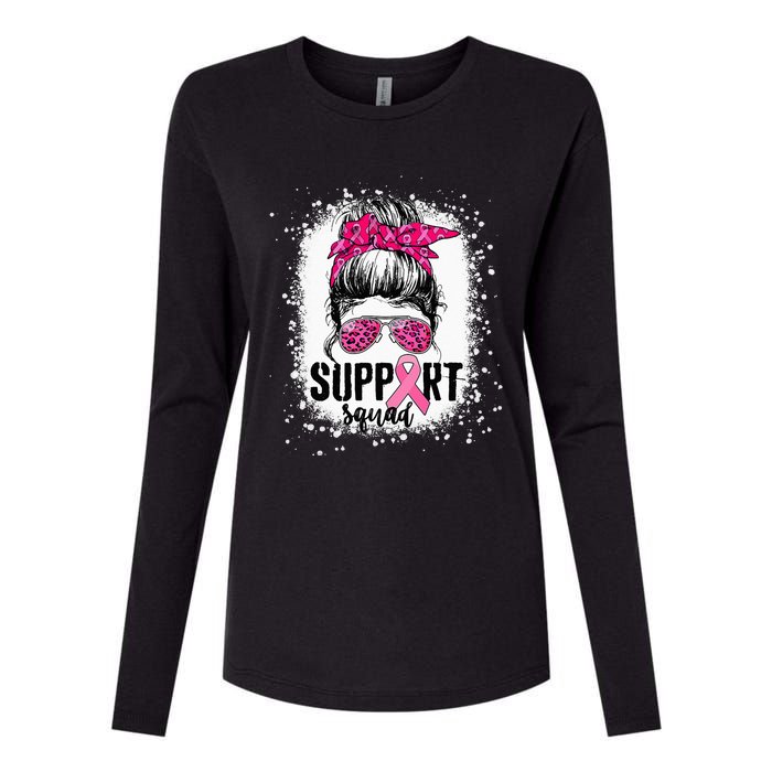 Support Squad Messy Bun Pink Warrior Breast Cancer Awareness Womens Cotton Relaxed Long Sleeve T-Shirt