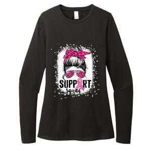 Support Squad Messy Bun Pink Warrior Breast Cancer Awareness Womens CVC Long Sleeve Shirt