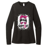 Support Squad Messy Bun Pink Warrior Breast Cancer Awareness Womens CVC Long Sleeve Shirt