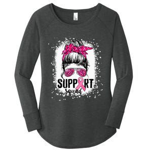 Support Squad Messy Bun Pink Warrior Breast Cancer Awareness Women's Perfect Tri Tunic Long Sleeve Shirt