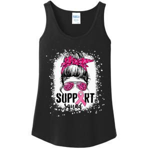 Support Squad Messy Bun Pink Warrior Breast Cancer Awareness Ladies Essential Tank