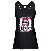 Support Squad Messy Bun Pink Warrior Breast Cancer Awareness Ladies Essential Flowy Tank