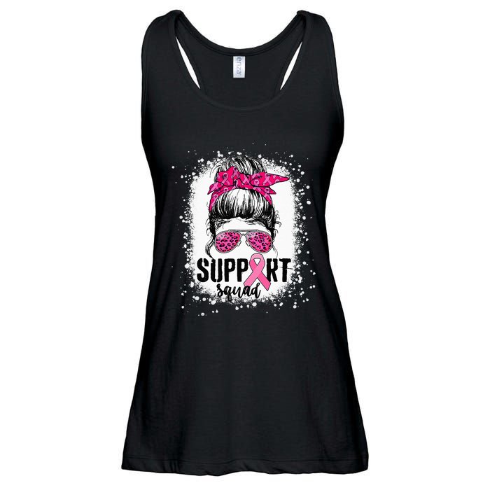 Support Squad Messy Bun Pink Warrior Breast Cancer Awareness Ladies Essential Flowy Tank