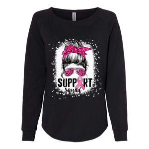 Support Squad Messy Bun Pink Warrior Breast Cancer Awareness Womens California Wash Sweatshirt