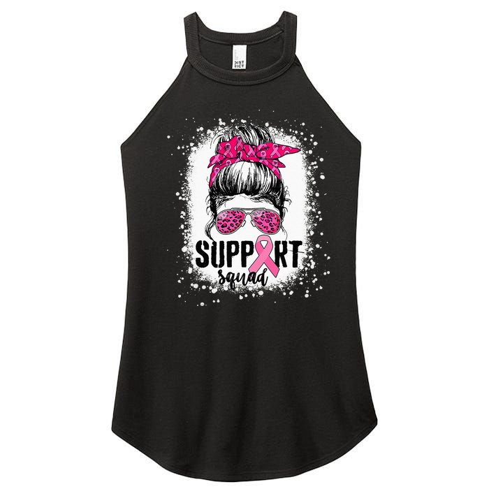 Support Squad Messy Bun Pink Warrior Breast Cancer Awareness Women's Perfect Tri Rocker Tank