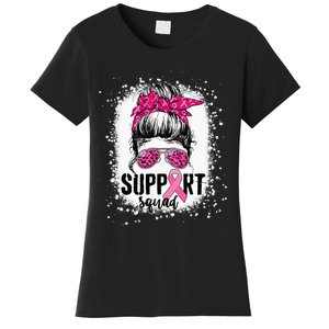 Support Squad Messy Bun Pink Warrior Breast Cancer Awareness Women's T-Shirt