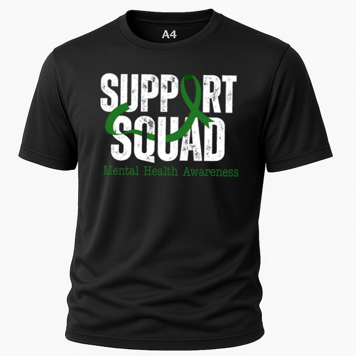 Support Squad Mental Health Awareness Green Ribbon Cooling Performance Crew T-Shirt