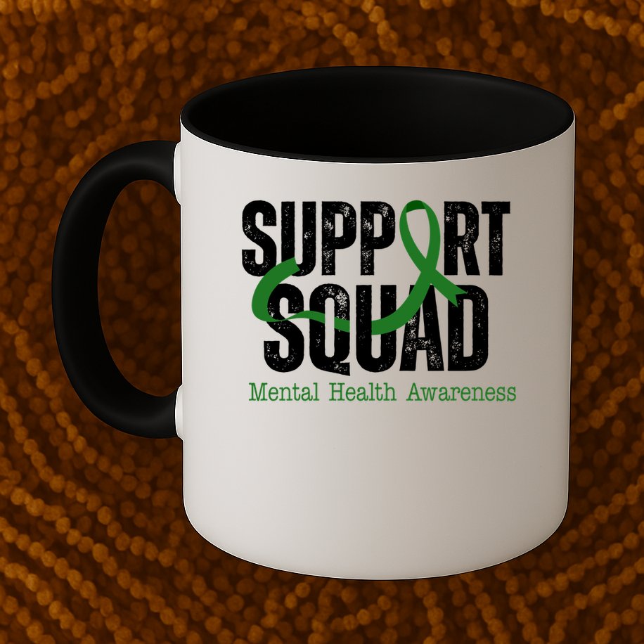 Support Squad Mental Health Awareness Green Ribbon Mug