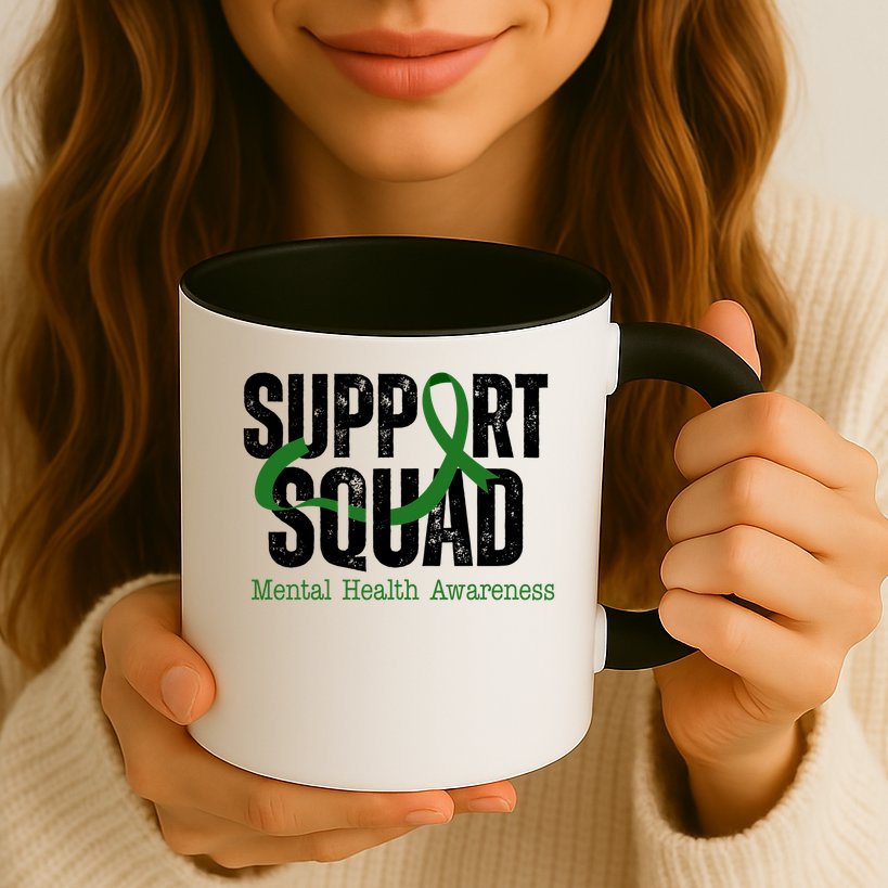 Support Squad Mental Health Awareness Green Ribbon Mug