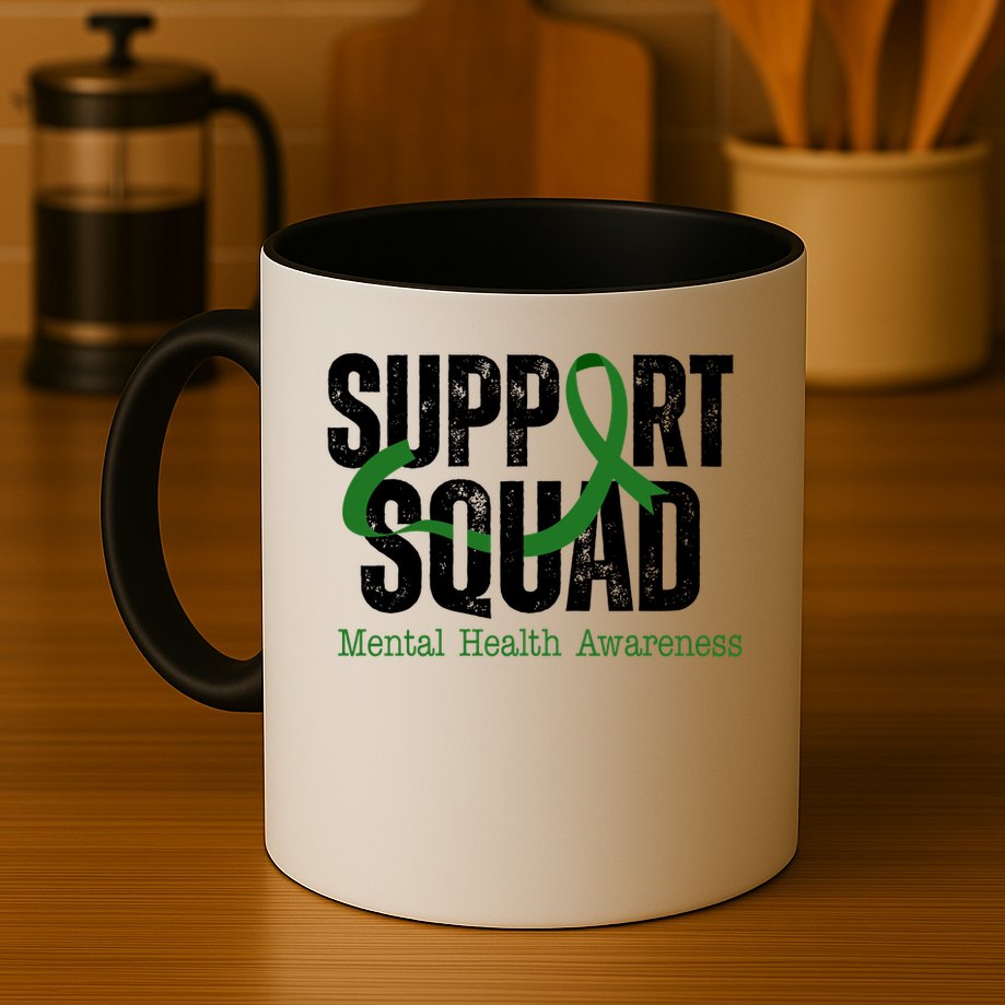 Support Squad Mental Health Awareness Green Ribbon Mug