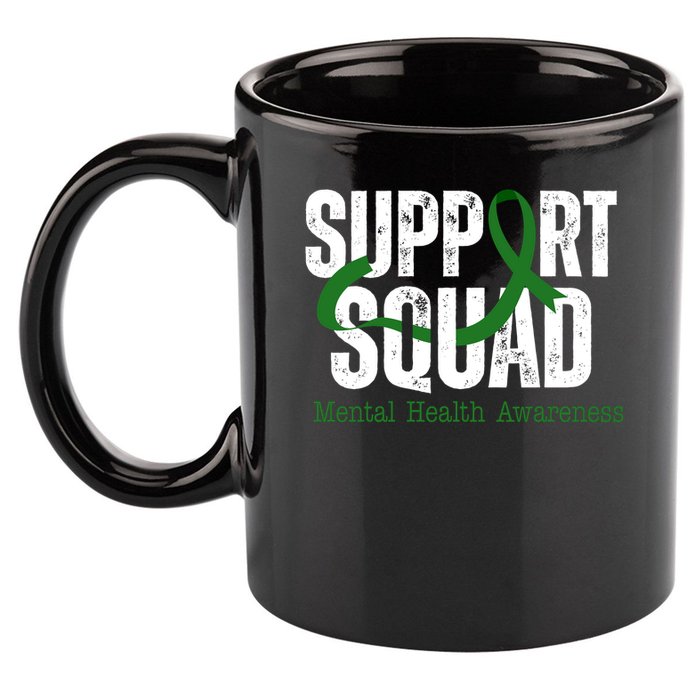 Support Squad Mental Health Awareness Green Ribbon 11oz C Handle Ceramic Mug