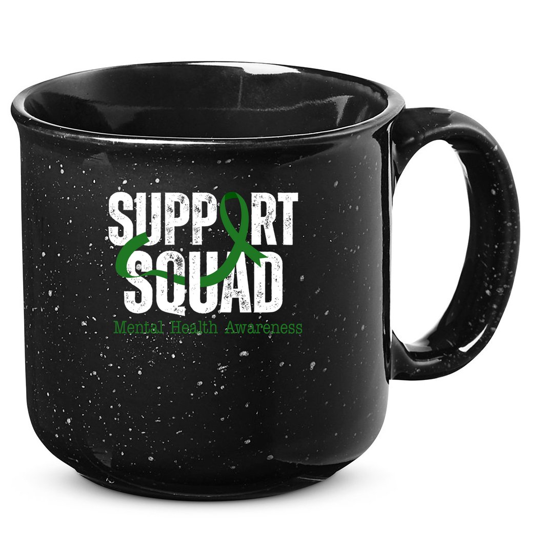 Support Squad Mental Health Awareness Green Ribbon 15oz Campfire Ceramic Mug