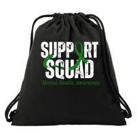 Support Squad Mental Health Awareness Green Ribbon Drawstring Bag