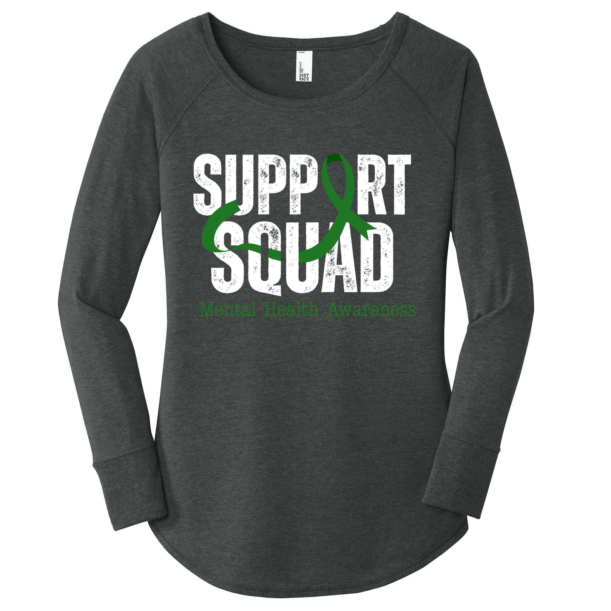 Support Squad Mental Health Awareness Green Ribbon Women's Perfect Tri Tunic Long Sleeve Shirt
