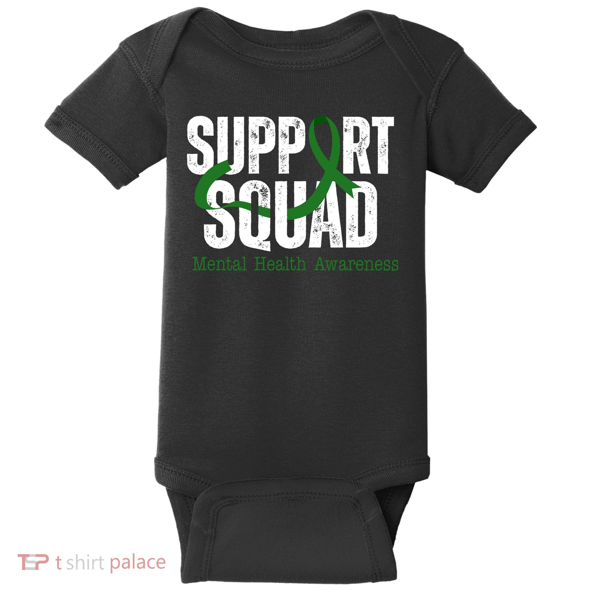 Support Squad Mental Health Awareness Green Ribbon Baby Bodysuit