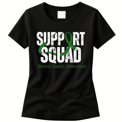 Support Squad Mental Health Awareness Green Ribbon Womens T-Shirt