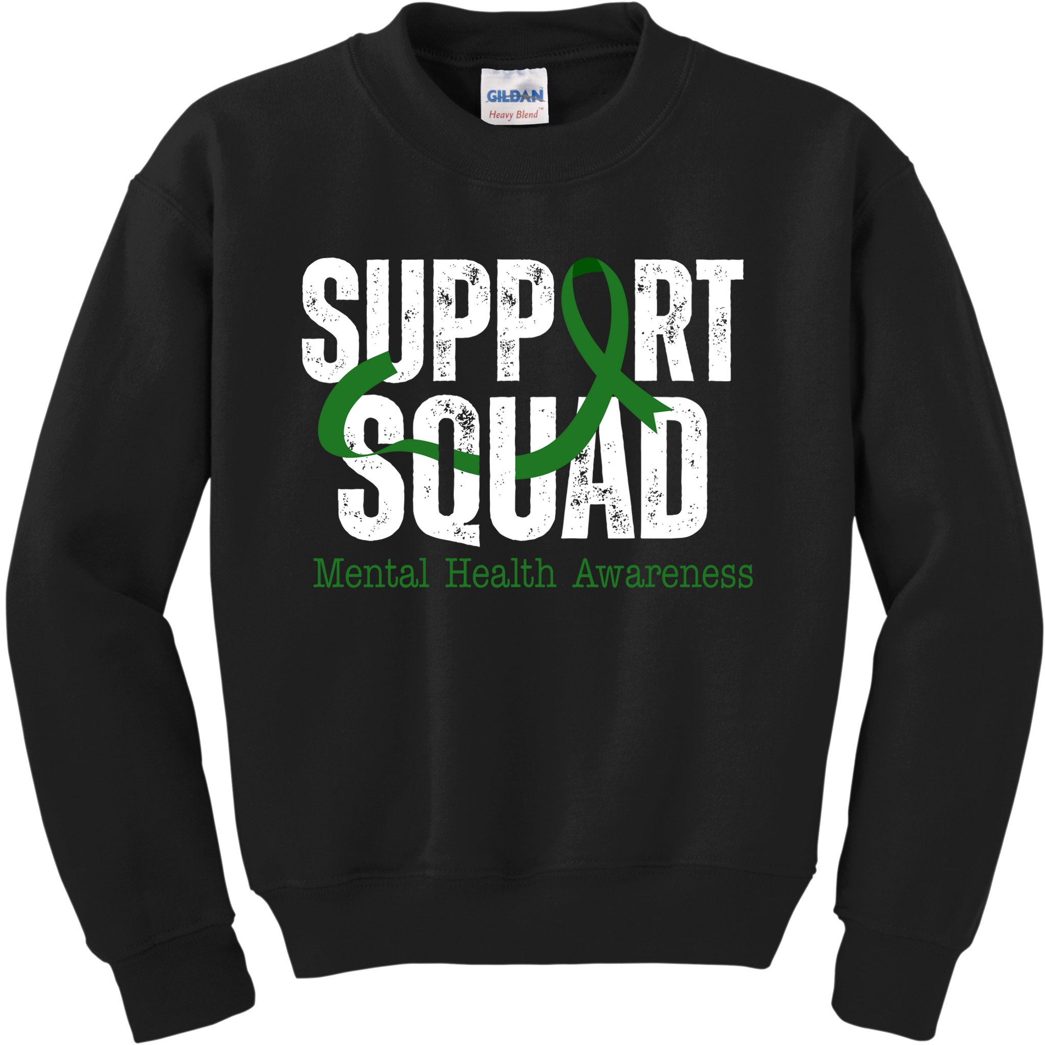 Support Squad Mental Health Awareness Green Ribbon Kids Sweatshirt