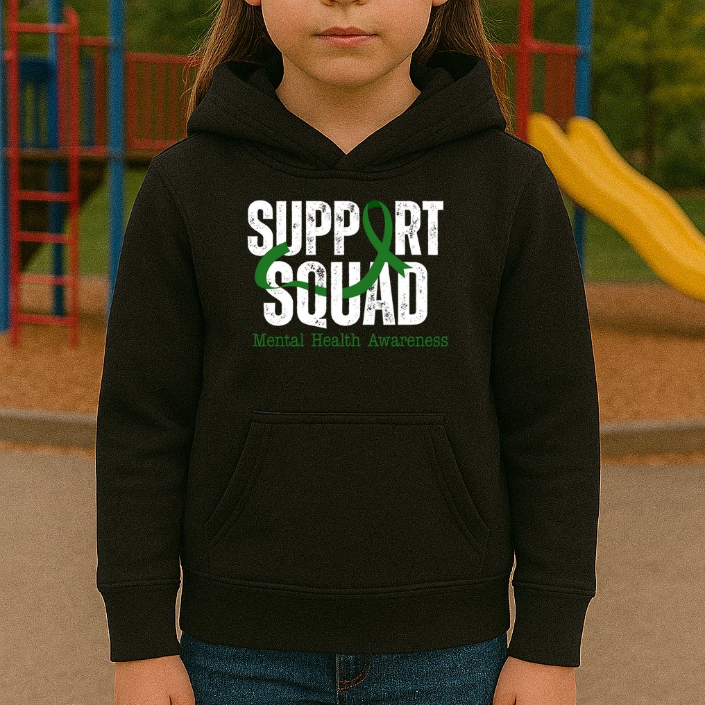 Support Squad Mental Health Awareness Green Ribbon Kids Hoodie