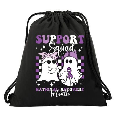 Support Squad National Recovery Month Addiction Recovery Drawstring Bag